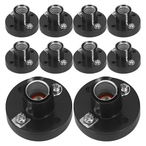 Pawsdot 10Pcs Black Lamp Socket Replacement Screw Base for Indoor and Outdoor Lighting