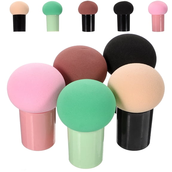 Pawsdot 10Pcs Mushroom Makeup Sponge Puff with Handle Assorted Colors for Wet and Dry Facial Powder Application