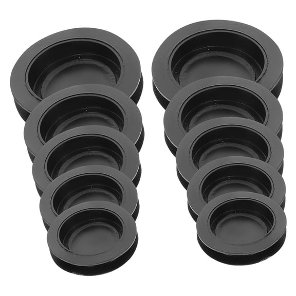 Pawsdot 10Pcs Saving Bank Plug Covers Round Rubber Black Stoppers for Home Decoration