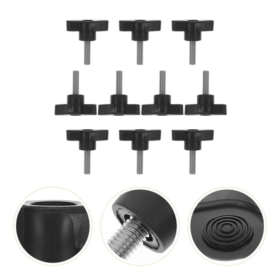 Pawsdot 10Pcs Knurled Design Plastic Thumb Screws Black for Electronic Equipment