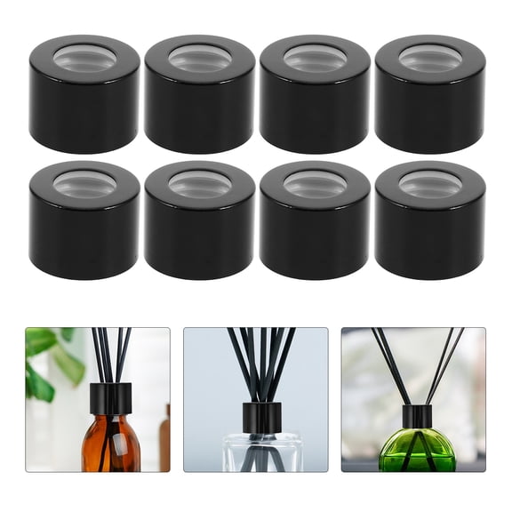 Pawsdot 10Pcs Black Metal Reed Diffuser Bottle Caps Replacement Glass Diffuser Jar Lids for Home and Office
