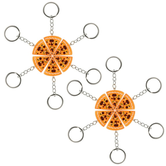 Pawsdot 12 Pcs Pizza Shape Keychains Resin Key Organizer for Kids Orange