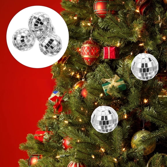Pawsdot 12Pcs Hanging Silver Mirror Disco Balls Glass Ornament for Wedding Decor