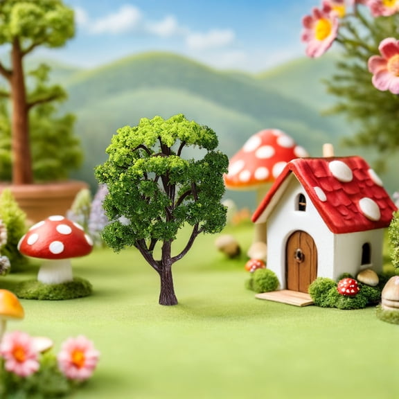 Pawsdot Scenery Model Trees Green Plastic Perfect for House Decoration 12Pcs