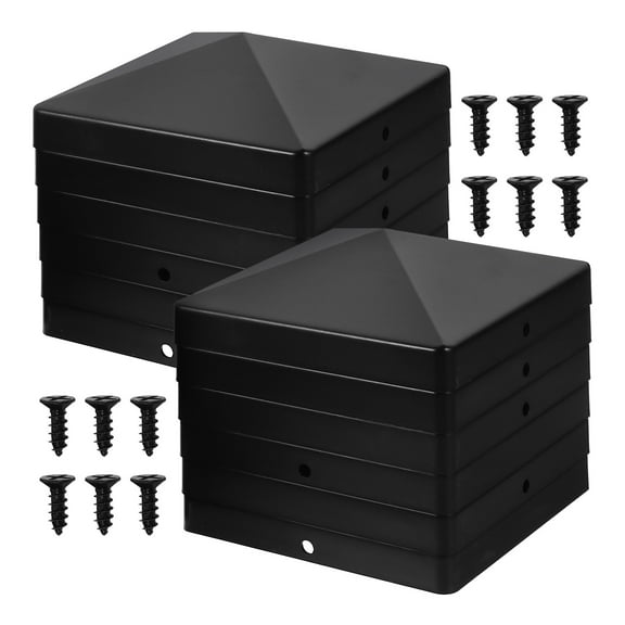 Pawsdot 12Pcs Railing Post Caps Plastic Black Smooth Edges for Fence Posts