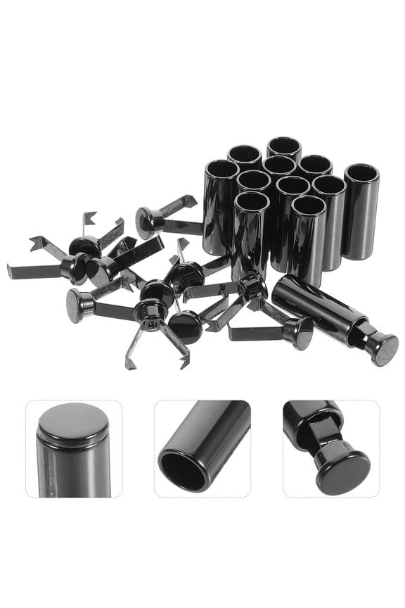 12Pcs Black Metal Cord End Stoppers Zinc Alloy Drawstring Replacement Tips