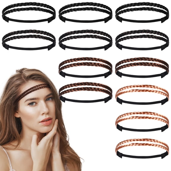 Pawsdot Knot Headband for Women Polyester Dark Brown 12Pcs