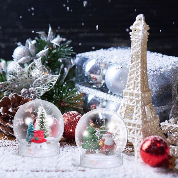 Pawsdot Plastic Snow Globes Clear DIY Kit for Craft Projects Transparent Compact