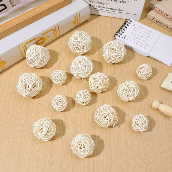 Pawsdot 15pcs Wicker Rattan Balls Bowl Decor Filler Simple Design Home Decor
