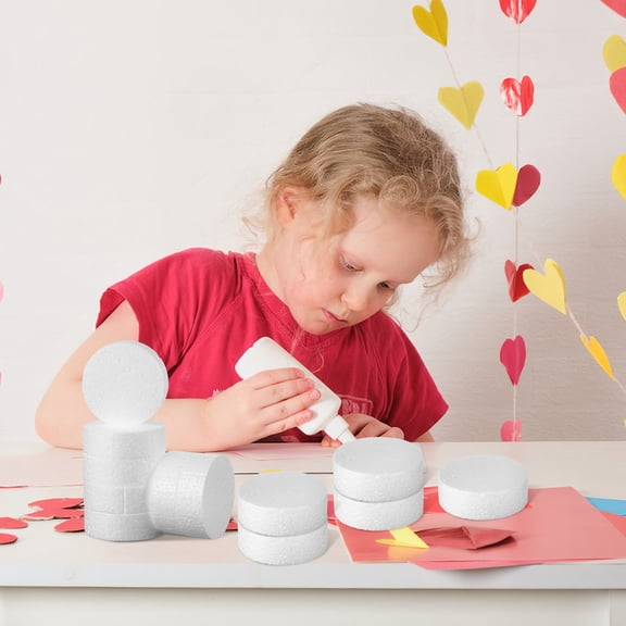 Pawsdot 18Pcs White Foam Circles for Craft Use Lightweight Round Craft Blanks