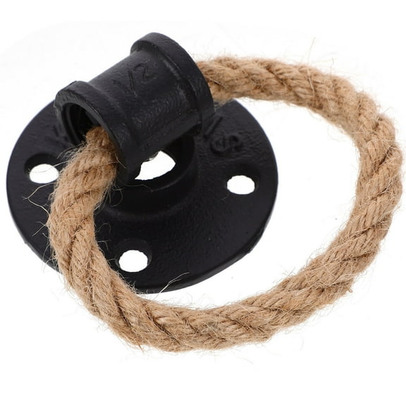 Pawsdot Black Vintage Iron and Jute Rope Pull Knob for Home Furniture