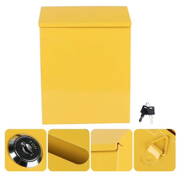 Pawsdot 1Pack Home Decoration Mail Storage Iron Mailbox Yellow Rectangular