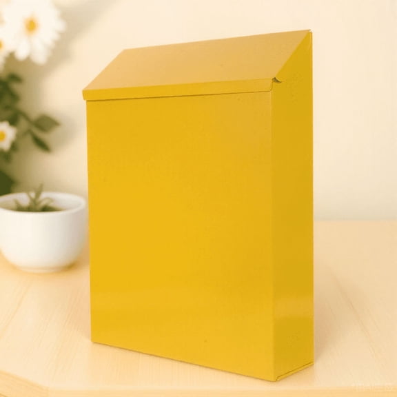 Pawsdot 1Pc Small Yellow Iron Mailbox Creative Suggestion Box with European Style Design