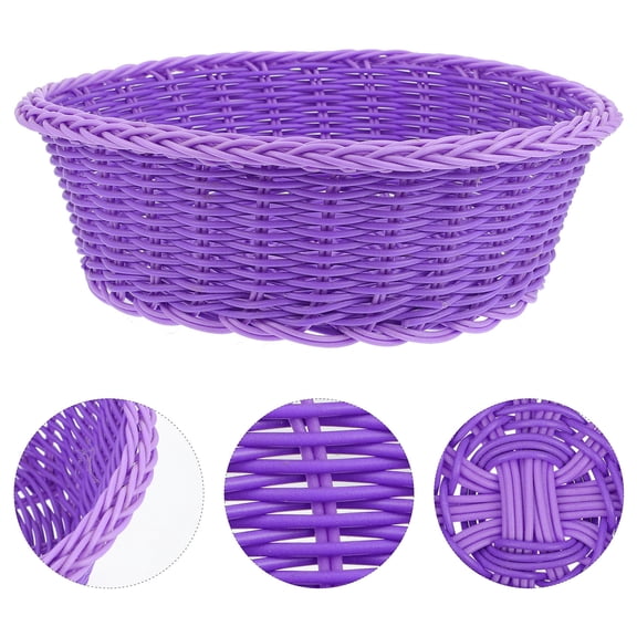 Pawsdot 1Pc Purple Plastic Woven Basket Decorative Fruit and Bread Storage Tray