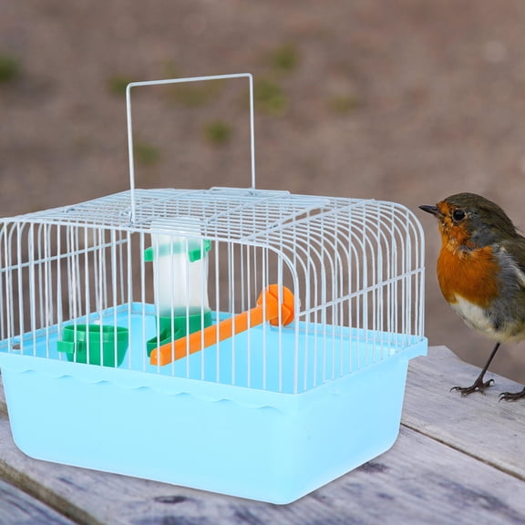 Pawsdot Small Bird Travel Cage ABS Iron Blue Carrier for Parrots and Small Animals 1Pcs