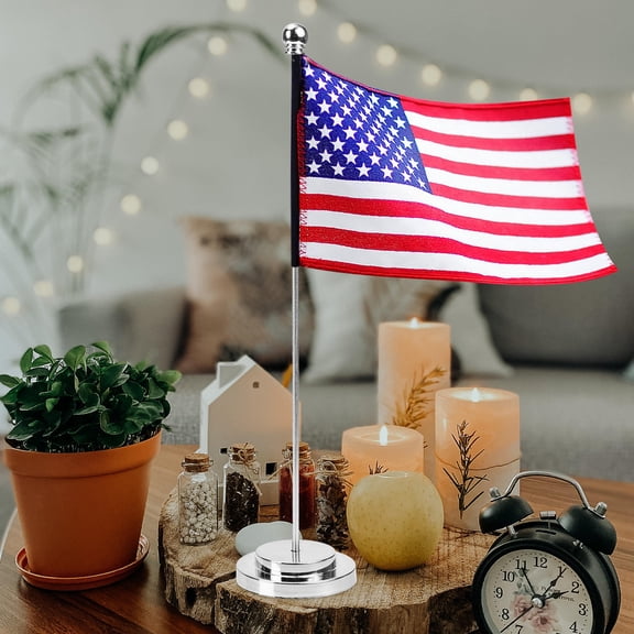 Pawsdot flagpole support Flag Display Holder Silver Iron Indoor Use Veranda 1Pack