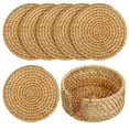 thumbnail image 1 of Pawsdot 1Set Cup Holder Coasters Rattan Coasters with Holder Black Titanium for Smartphone Use, 1 of 5
