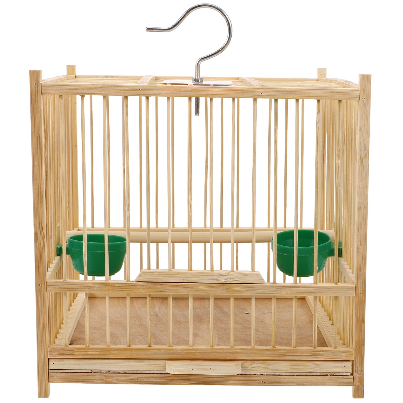 Pawsdot 1Set Bamboo Bird Cage with Hanging Hook Beige Durable Parrot Cage for Indoor and Outdoor Use