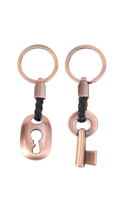 2Pcs Multi Color Durable Metal Keyrings Couple Key Chain for Wedding Birthday and Anniversary