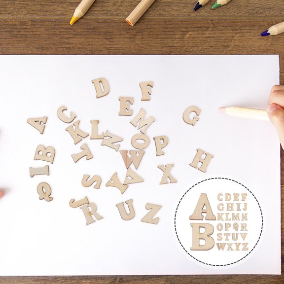 Pawsdot 200Pcs Alphabet Letters Small Beige Wood for Creative Craft Use