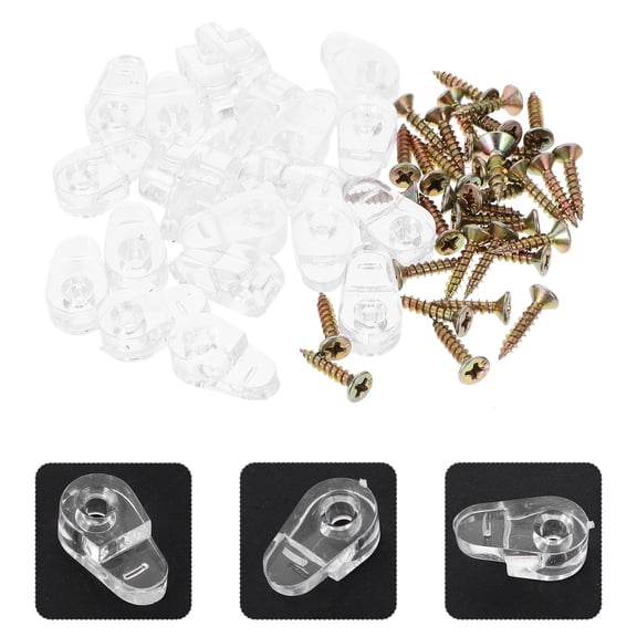 Pawsdot Cabinet Handle Screws Transparent Plastic 20Pcs for Fixing Glass Door Clips