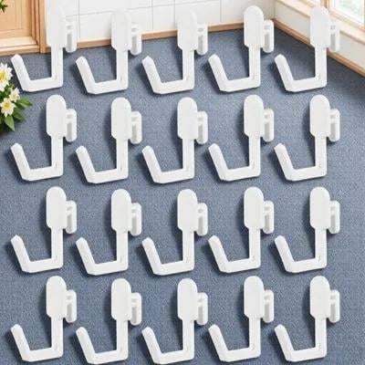 Pawsdot 20Pcs Strong White Plastic Peg Board Hook J Shape Garage Storage Hook