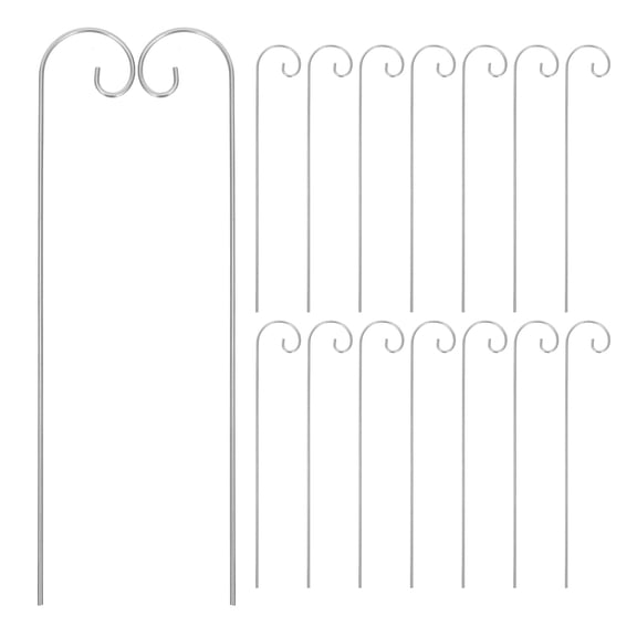 Pawsdot 20Pcs Plated Silver Shepherds Hooks Metal Garden Stakes for Outdoor Plant Label and Lantern Hanging