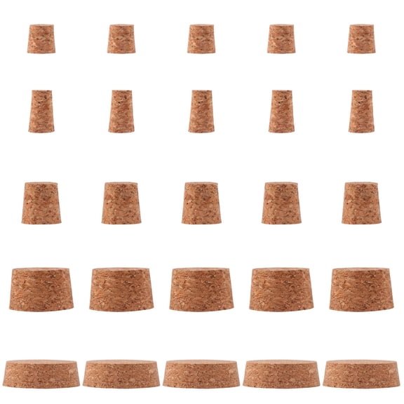 Pawsdot Cork Bottle Stoppers Light Brown Wooden Easy Insert for All Bottle Types 25Pcs