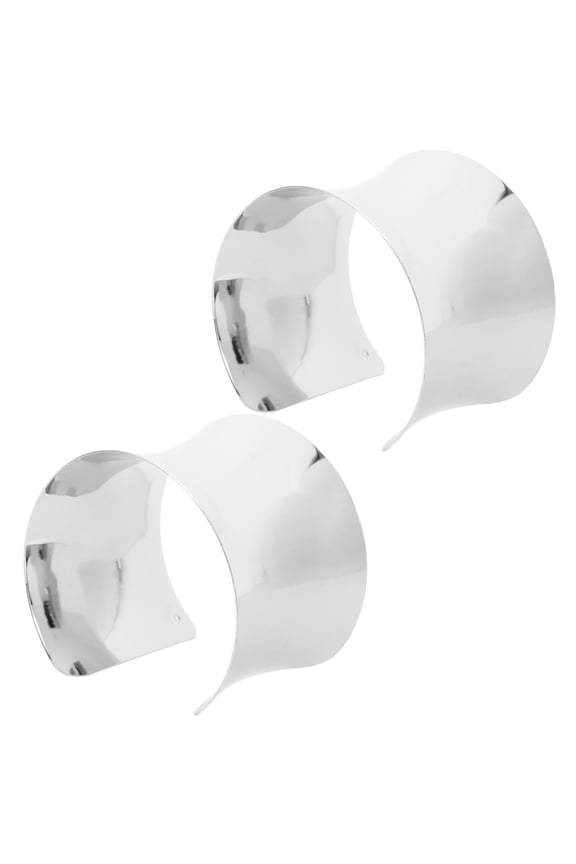 2PCS Statement Piece Cuff Bangle Silver Zinc Alloy Geometric Arc Accessory for Men Fashion Jewelry