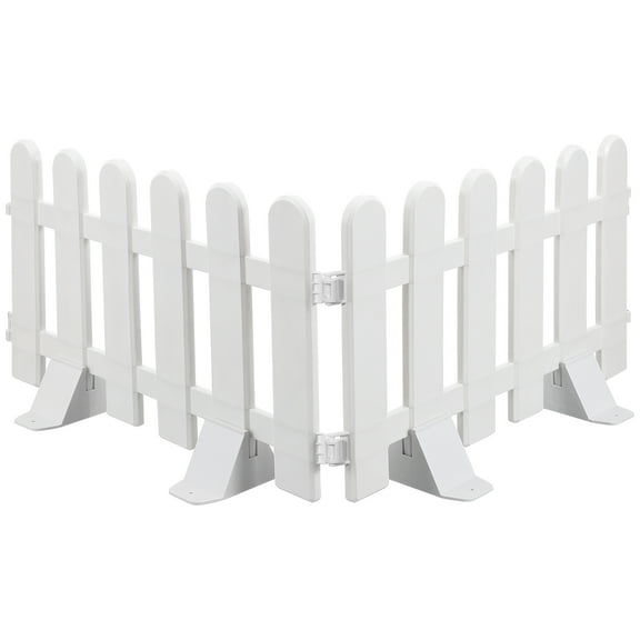 Pawsdot 2Pcs White Plastic Picket Garden Fence Decorative Edging for Yard Landscape