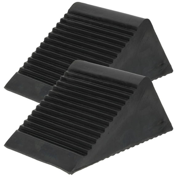 Pawsdot Sturdy Rubber Wheel Chock Black Heavy Duty Car Stop Block 2Pcs