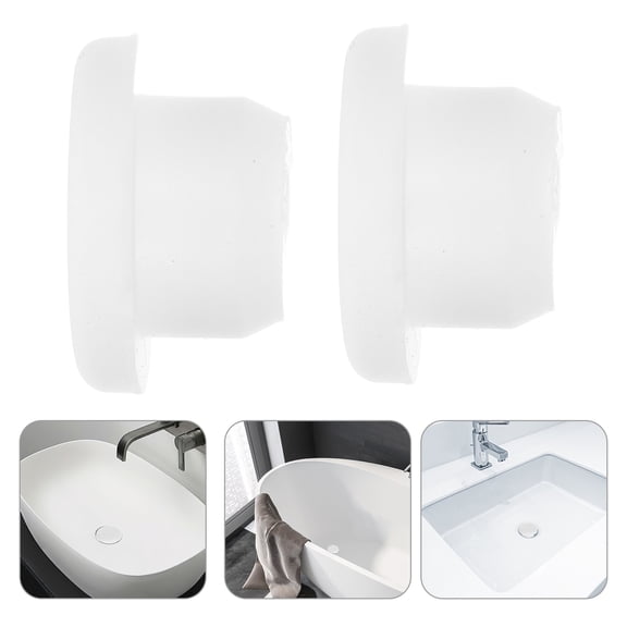 Pawsdot Silicone Bathtub Stopper White Prevents Overflow for Bathtubs 2Pcs