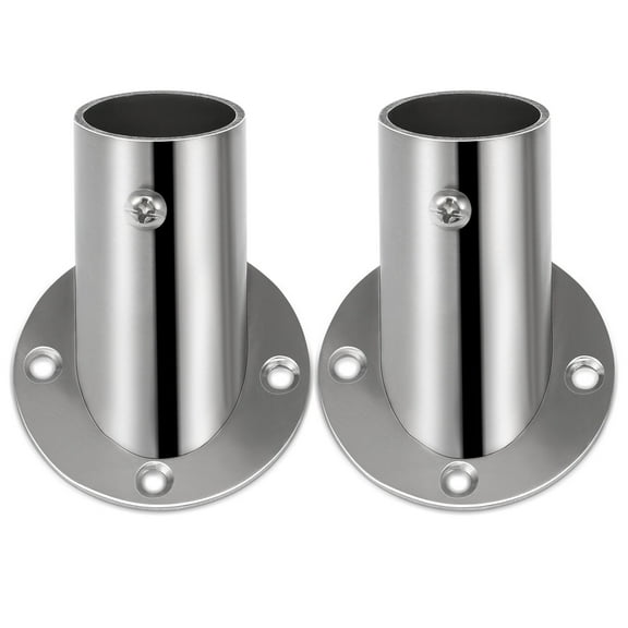 Pawsdot Stainless Steel Flange Socket Easy Install Wardrobe Rod Bracket 2Pcs