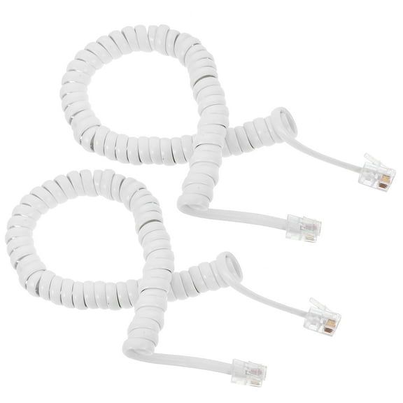 Pawsdot White Coiled Phone Cord for Landline Stable Signal Transmission