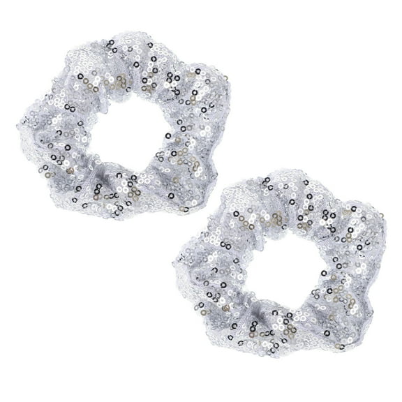 Pawsdot 2Pcs Shiny Metallic Scrunchies Elastic Cloth Hair Band for Women Christmas Party