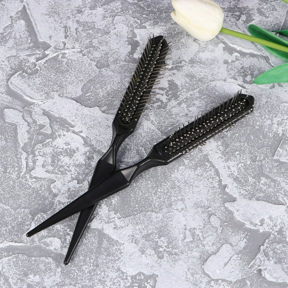 Pawsdot 2Pcs Black Cushion Wig Brush with Unique Pointed Tail for Daily Hair Care