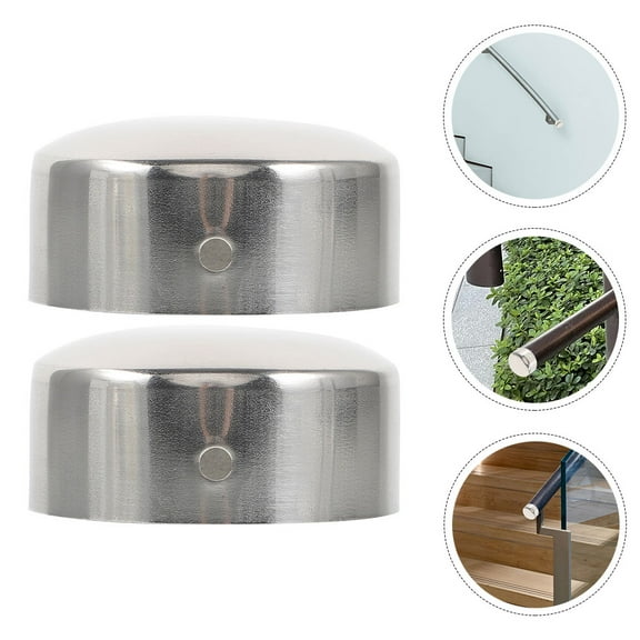 Pawsdot Hand Rail Cap Handrail End Caps Silver Stainless Steel 2pcs