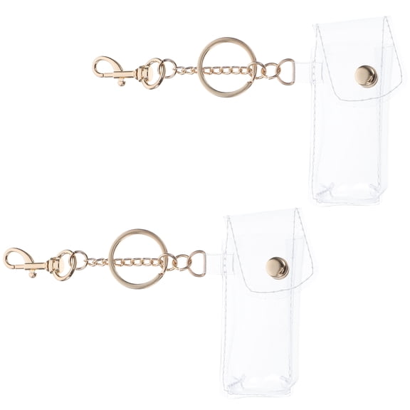 Pawsdot 2Pcs Clear Keychain Pouch with Clip for Lipstick Lip Balm and Lip Gloss Holder Durable PVC