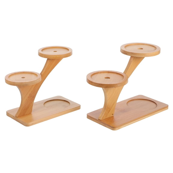 Pawsdot 2Pcs Bamboo Plant Stand Small Tiered Shelf for Kitchen Window Shelf and Tabletop Display