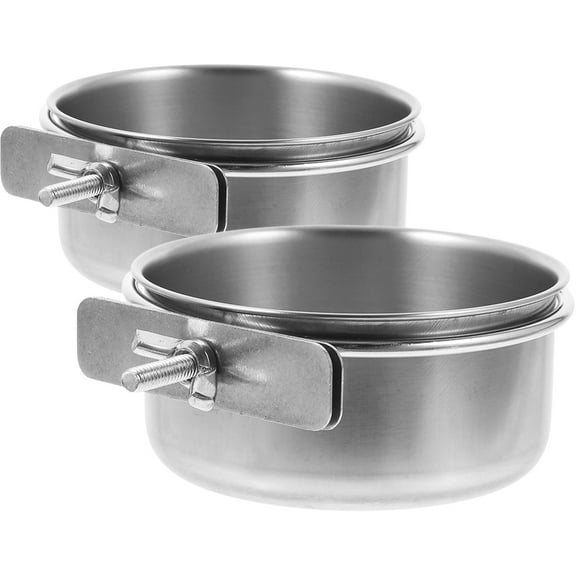 Pawsdot Stainless Steel Bird Feeding Dish Plated Silver Durable Pet Supplies 2Pcs