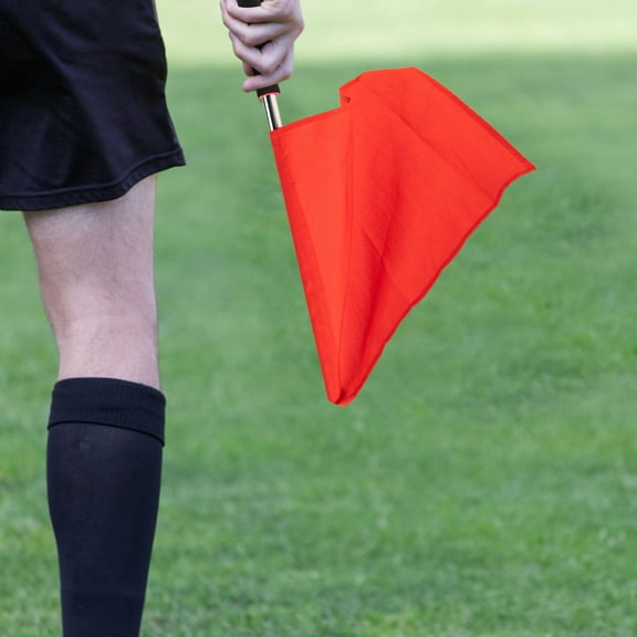 Pawsdot 2Pcs Durable Hand Cranked Red Signal Flags for Sport Linesman Use