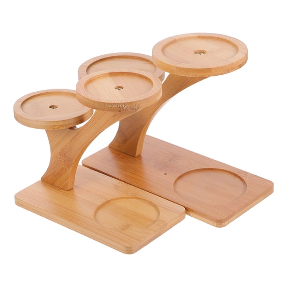 Pawsdot 2Pcs Corner Plant Stand Bamboo Small Tiered Shelf Light Brown for Kitchen Window Display