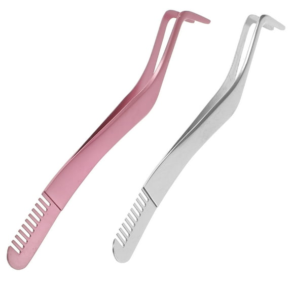 Pawsdot 2Pcs Ergonomic Lash Applicator Stainless Steel Eyelash Tweezers for Precise Makeup