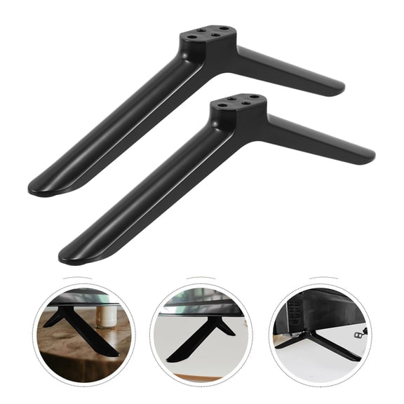 Pawsdot 2Pcs TV Riser Stand Black Plastic Base for Home Flat Screen TV Stable Support