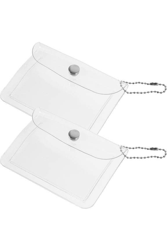 PVC Change Purse Transparent Durable Snap Button Closure for Storage Use 2Pcs