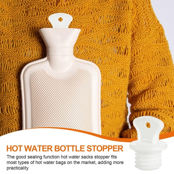 Pawsdot 2Pcs Portable Hot Water Bottle Stoppers White Rubber Leakproof Plugs for Household Use