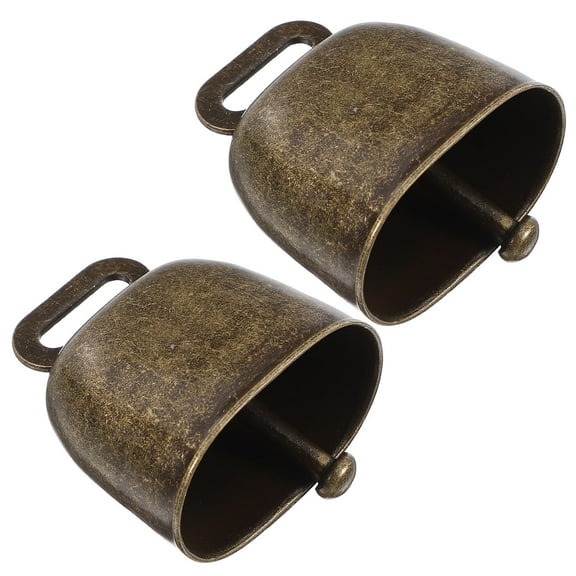 Pawsdot 2Set Cow Bells for Decoration Metal Bronze Calling Bell for Sporting Events Public Markets