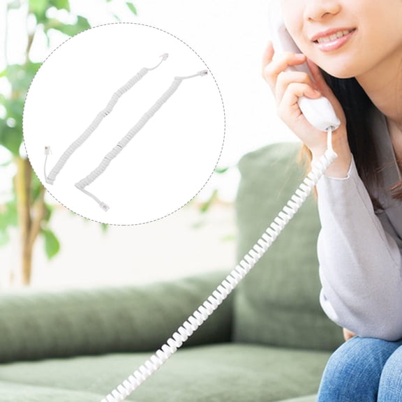 Pawsdot Phone Line Cable White PVC ABS Copper for Landline Telephone 2Pcs