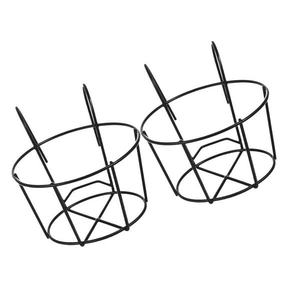 Pawsdot 2Pcs Durable Black Metal Hanging Flower Pots for Balcony Fence and Deck Plant Holders