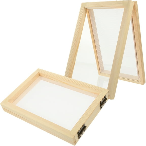 Pawsdot 2Pcs Wooden DIY Paper Making Screen Frame Khaki Color with Break Resistant Mesh
